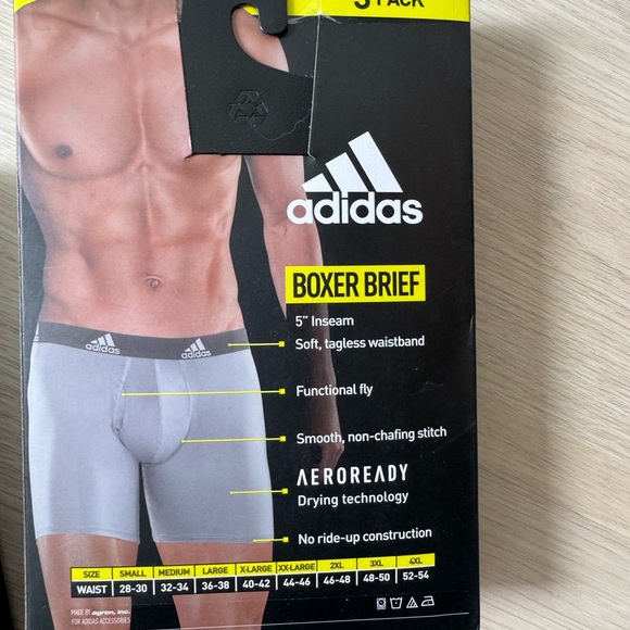 Adidas Men's Performance Boxer Briefs 3-Pack - Black, Blue, Grey size Med - Picture 5 of 12